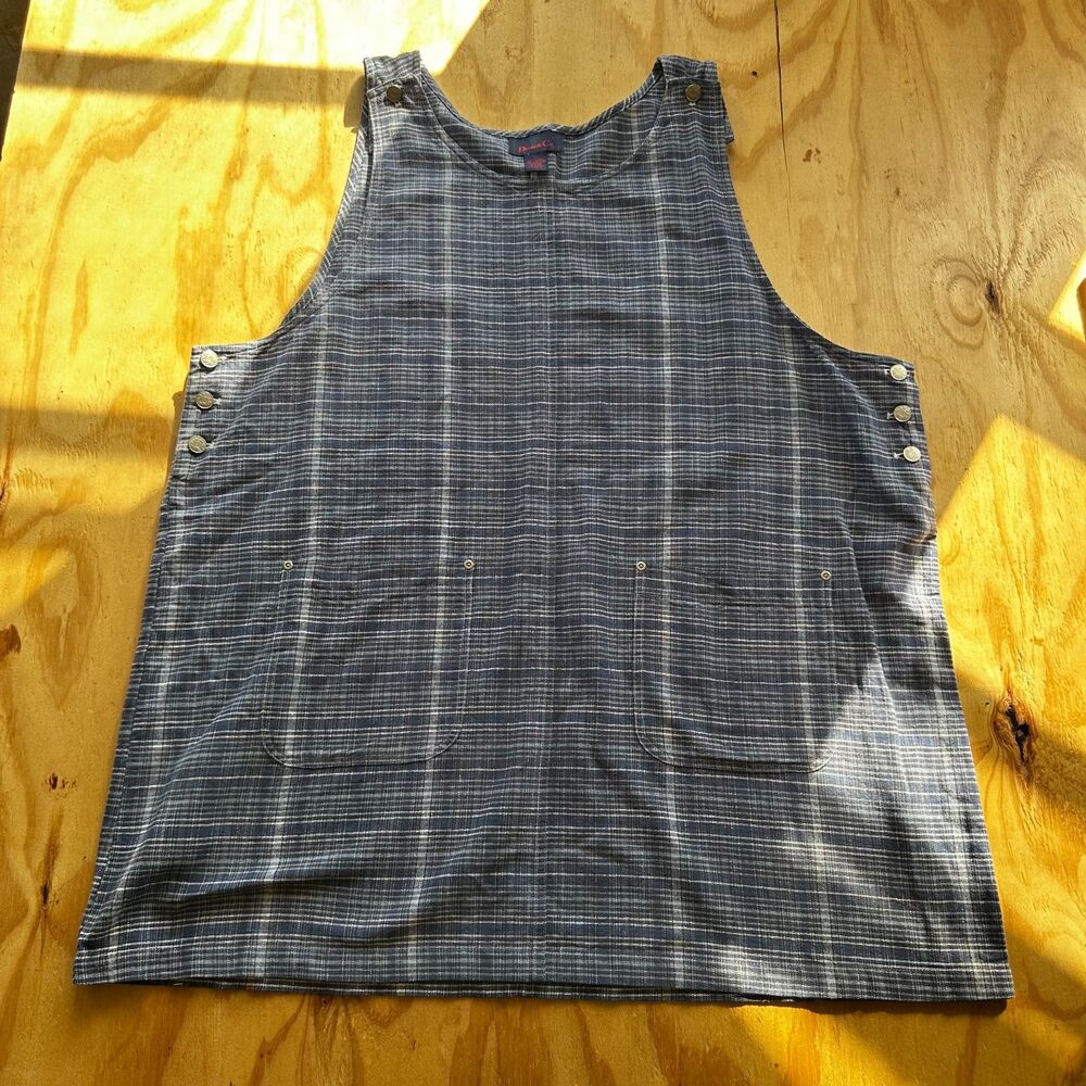 Vintage Denim & Co Plaid Linen Blend Jumper Dress - 3X